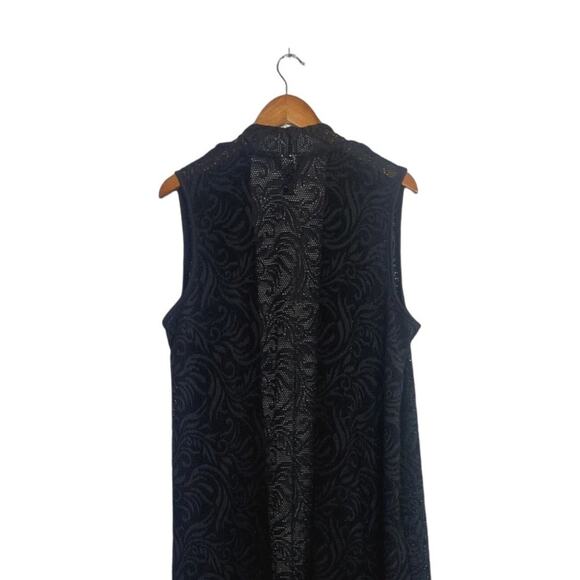 NWOT La Vanya Boho Swim Coverup Lace Sleeveless Open Front Maxi Dress Black 1X - Picture 6 of 16